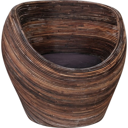 Italiaanse loungestoel van riet, Mid Century, Gabriella Crespi, 1960