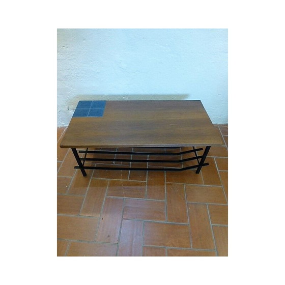 Image 1 of Vintage keramiek en metalen salontafel, 1960