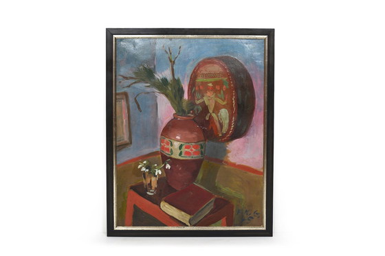 Image 1 of Friedrich Karl Gotsch, Stilleven, 1945, Gouache en olieverf, ingelijst