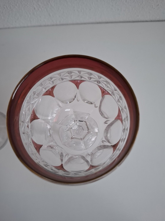 Image 1 of 3 Gekleurde Vintage Kristallen Wijnglazen