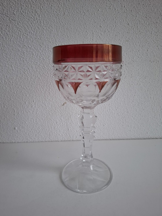 Image 1 of 3 Gekleurde Vintage Kristallen Wijnglazen