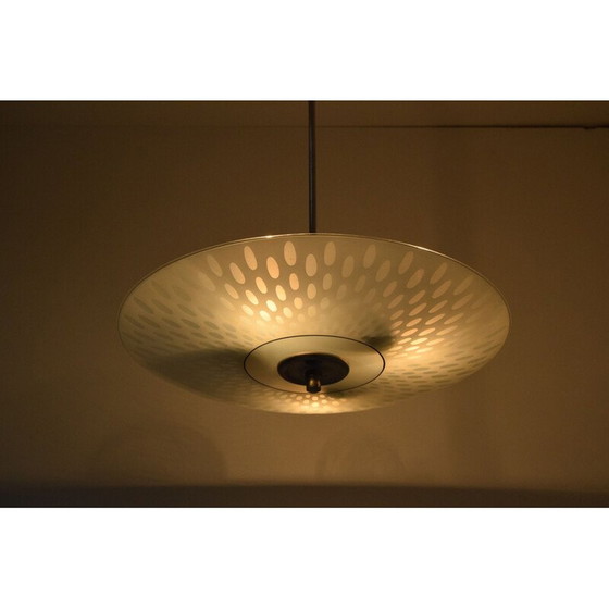 Image 1 of Vintage glazen en metalen hanglamp van Napako, Tsjecho-Slowakije 1970