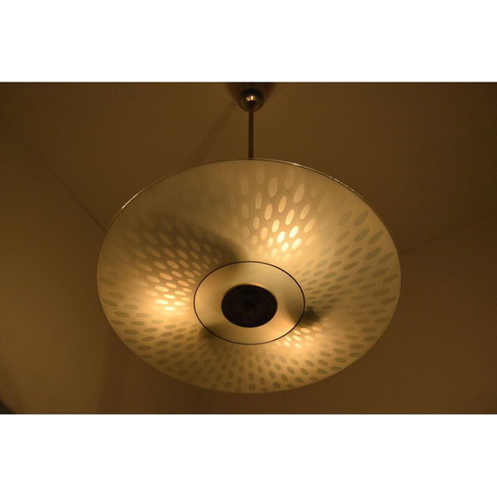 Image 1 of Vintage glazen en metalen hanglamp van Napako, Tsjecho-Slowakije 1970