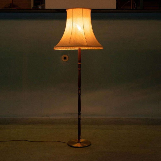 Image 1 of Scandinavische vloerlamp 60s, vintage houten staande lamp