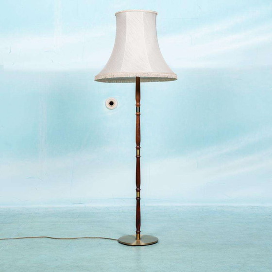 Image 1 of Scandinavische vloerlamp 60s, vintage houten staande lamp