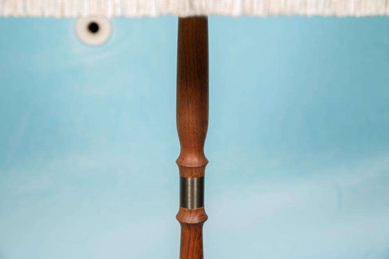 Image 1 of Scandinavische vloerlamp 60s, vintage houten staande lamp