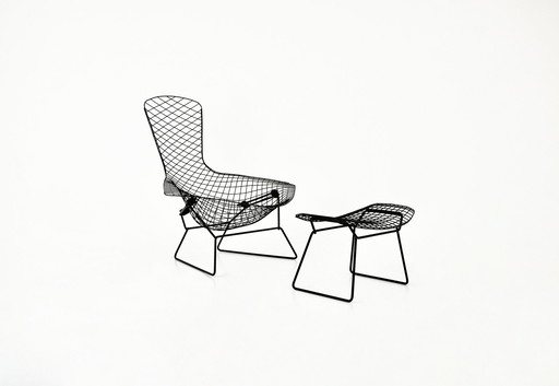 Vogelstoel met Ottoman van Harry Bertoia voor Knoll, 1960S