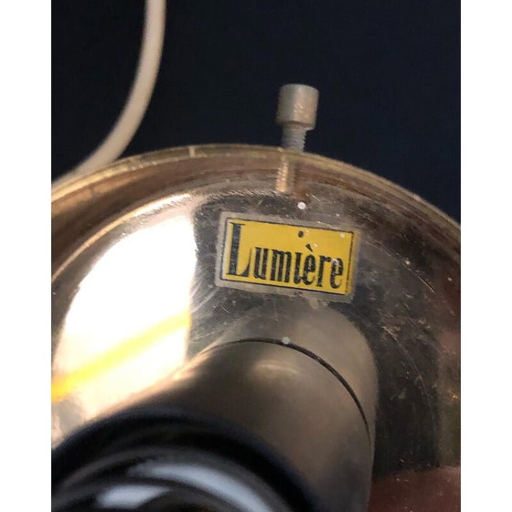 Image 1 of Paar vintage Italiaanse messing wandlampen met blauw glazen bollen, 1960