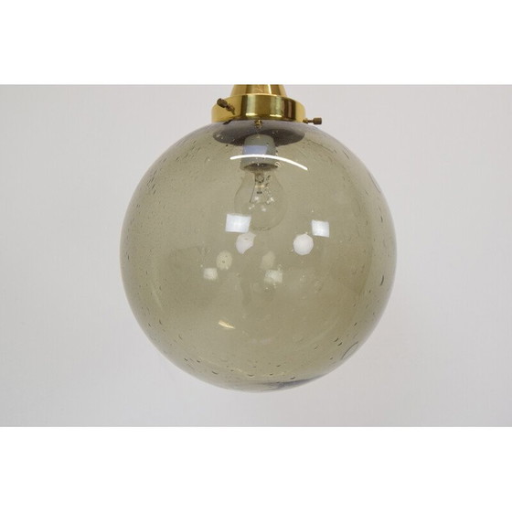 Image 1 of Vintage hanglamp van glas en messing, Tsjecho-Slowakije 1960