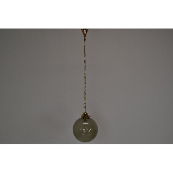 Image 1 of Vintage hanglamp van glas en messing, Tsjecho-Slowakije 1960