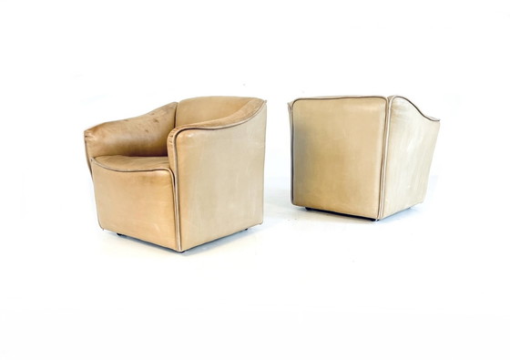 Image 1 of Set Van 2 Leren Kuip Fauteuils