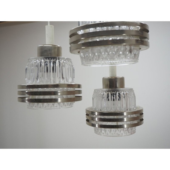 Image 1 of Vintage kroonluchter van glas en kunststof, Tsjecho-Slowakije 1960
