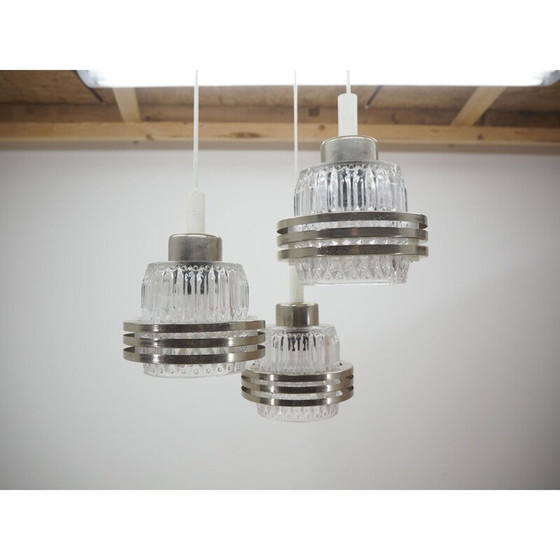 Image 1 of Vintage kroonluchter van glas en kunststof, Tsjecho-Slowakije 1960