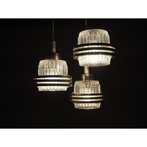 Image 1 of Vintage kroonluchter van glas en kunststof, Tsjecho-Slowakije 1960