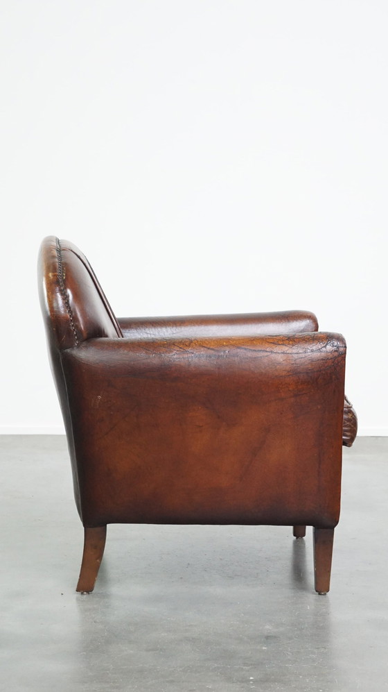 Image 1 of Vintage Design Fauteuil Gemaakt Van Schapenleer