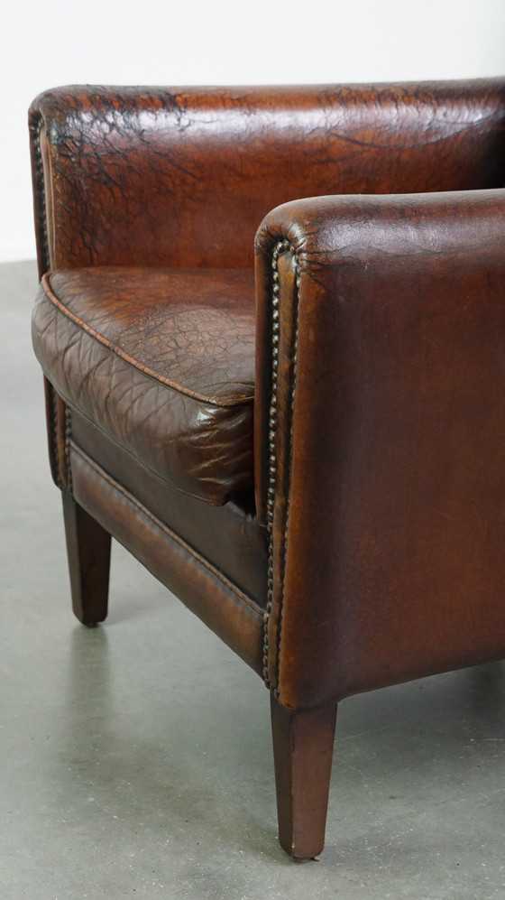 Image 1 of Vintage Design Fauteuil Gemaakt Van Schapenleer