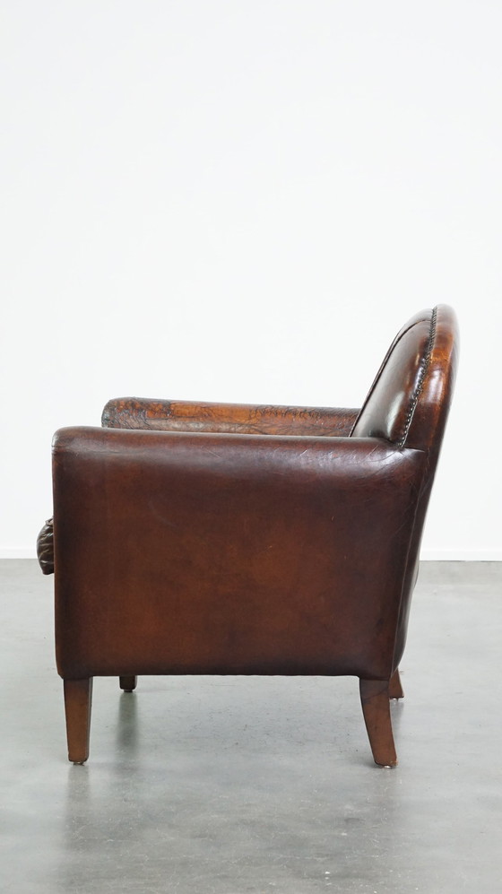 Image 1 of Vintage Design Fauteuil Gemaakt Van Schapenleer