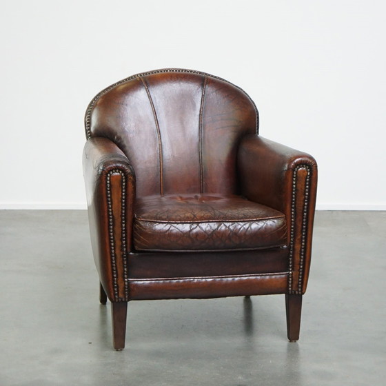 Image 1 of Vintage Design Fauteuil Gemaakt Van Schapenleer