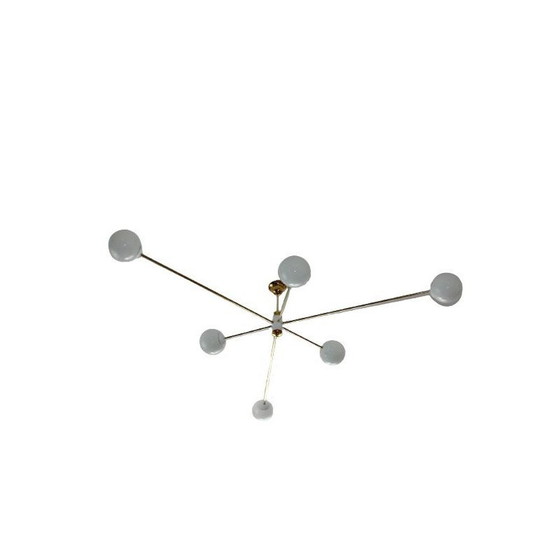 Image 1 of Vintage kroonluchter van messing en glas, 1960