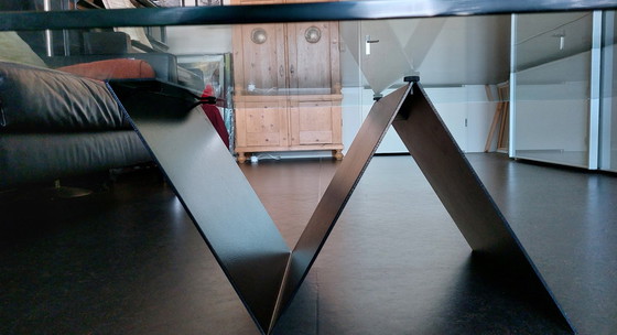 Image 1 of Zwarte Design Salontafel Van Glas En Staal