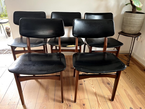 Image 1 of 5x Mid-century eetkamerstoelen