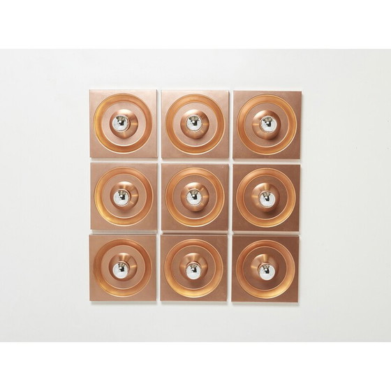 Image 1 of Set van 9 vintage koperen wandlampen van Klaus Hempel voor Kaiser Leuchten, Duitsland 1970