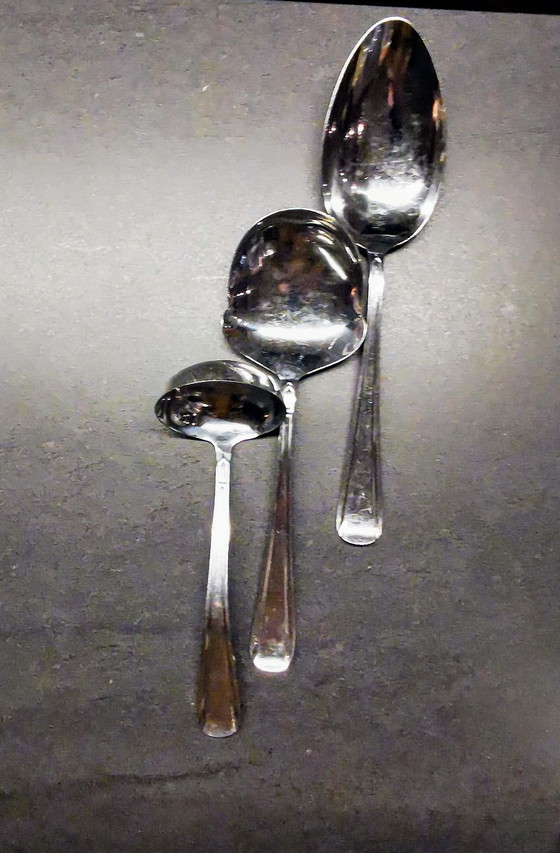 Image 1 of Bestek G. Sola. Z, / Kerkraampje Met Sola Messenset Zwart Bakeliet. Jaren 50