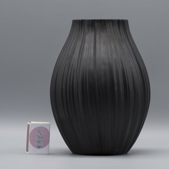 Image 1 of Rosenthal × Martin Freyer Bisque Porcelaine Noire Vaas Duo Iconic Plissée 1968