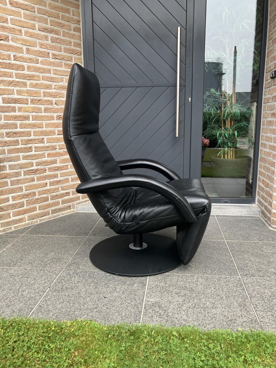 Image 1 of 2x Zwart lederen Jori Yoga relax fauteuils in topstaat! Medi Mono-move