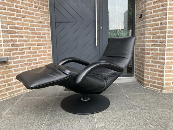 Image 1 of 2x Zwart lederen Jori Yoga relax fauteuils in topstaat! Medi Mono-move