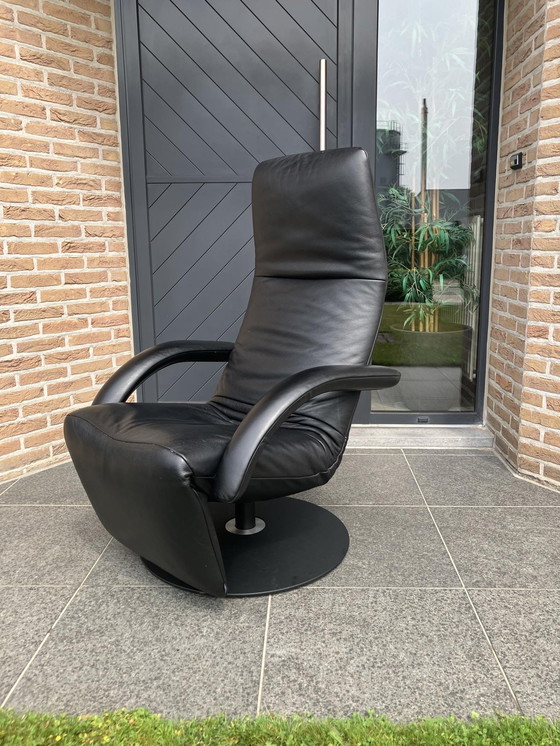 Image 1 of 2x Zwart lederen Jori Yoga relax fauteuils in topstaat! Medi Mono-move