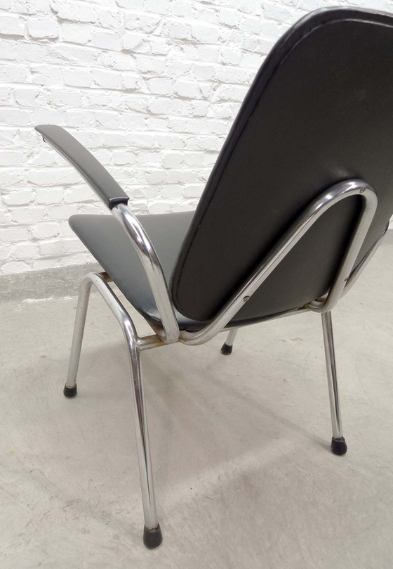 Image 1 of 2x Gebr. de Wit Chroom en Zwart Kunstleren fauteuils