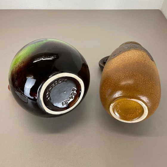 Image 1 of Paar vintage vette lava keramieken vazen door Scheurich, Duitsland 1970