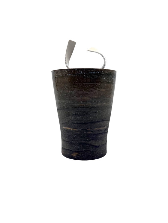 Image 1 of Mid Century Moderne Stijl Donkergroene Artistieke Keramische Vaas, Gabriele Bucci Italië ca. 2000