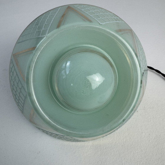 Image 1 of Antieke Blauw-Groene Hanglamp Vintage 1950