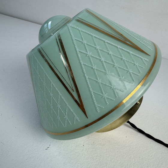 Image 1 of Antieke Blauw-Groene Hanglamp Vintage 1950