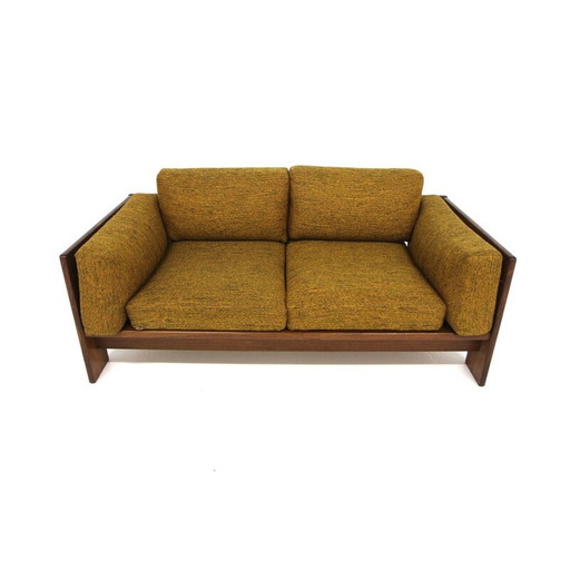 Vintage "bastiano" sofa in rozenhout en stof van Tobia Scarpa voor Gavina, Italië 1960