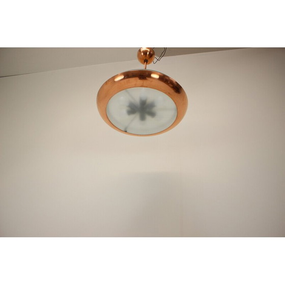 Image 1 of Vintage UFO kroonluchter in metaal en koper van Josef Hurka voor Napako, Tsjecho-Slowakije 1930