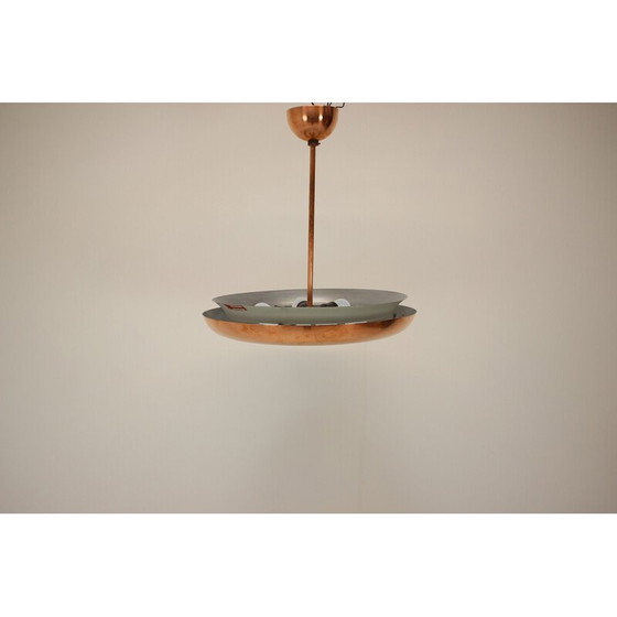 Image 1 of Vintage UFO kroonluchter in metaal en koper van Josef Hurka voor Napako, Tsjecho-Slowakije 1930