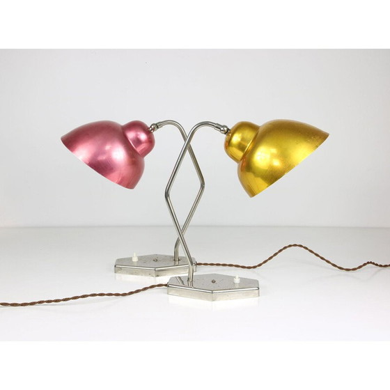 Image 1 of Paar vintage aluminium en chromen tafellampen