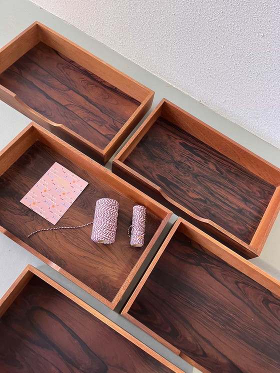 Image 1 of 3x Vintage palissander opbergbakken- organisers