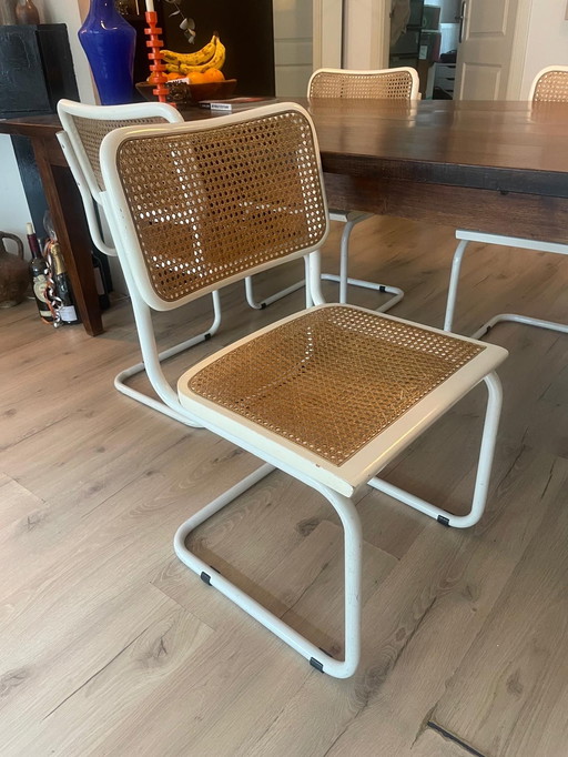 4x Vintage rotan eetkamer stoelen