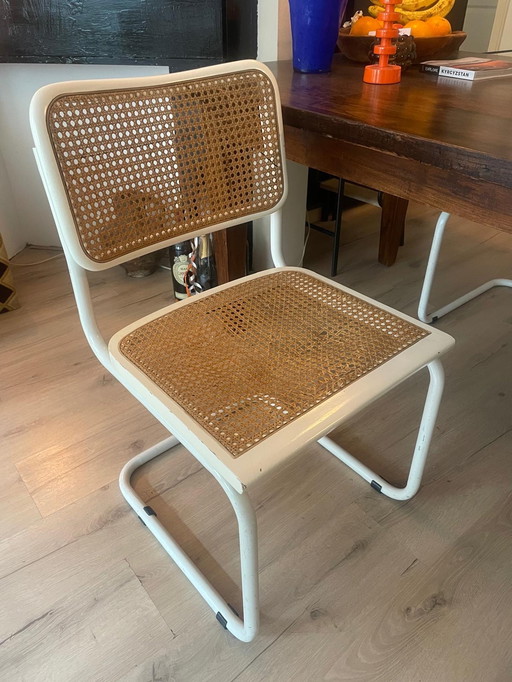 4x Vintage rotan eetkamer stoelen