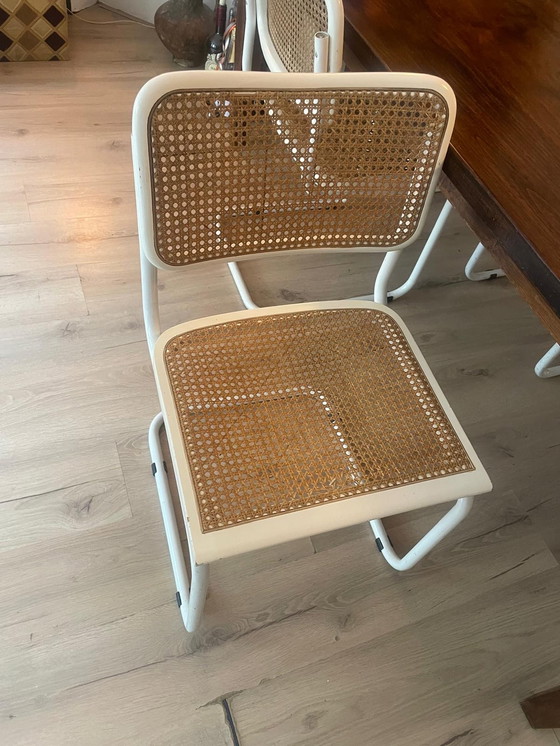 Image 1 of 4x Vintage rotan eetkamer stoelen