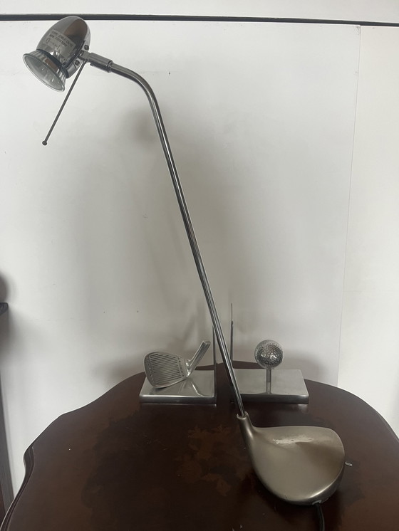 Image 1 of Buro set Golf Club design lamp en boekensteunen