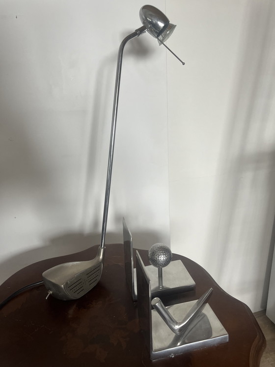 Image 1 of Buro set Golf Club design lamp en boekensteunen