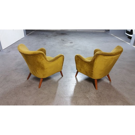 Image 1 of Paar vintage Italiaanse fauteuils in goudfluweel, 1950-1960