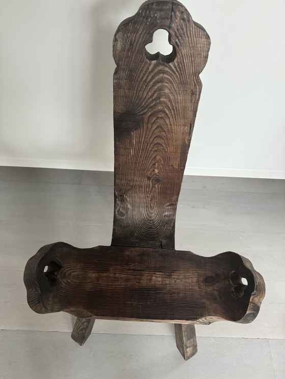 Image 1 of Brutalist chair, driepoot kruk.