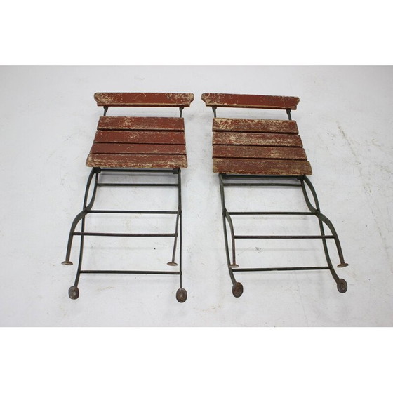 Image 1 of Set van 4 vintage inklapbare tuinstoelen, Tsjecho-Slowakije jaren 1920