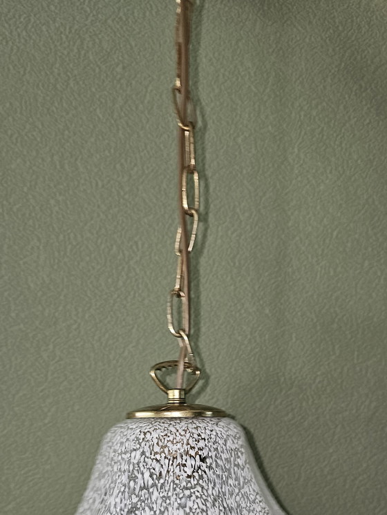 Image 1 of Vintage hanglamp met glazen lampenkap